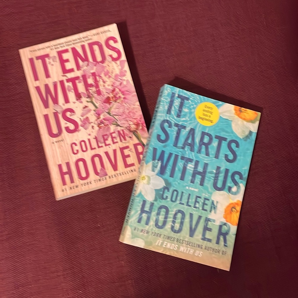 Two Colleen Hoover paperback books - It Starts With Us, It Ends With Us